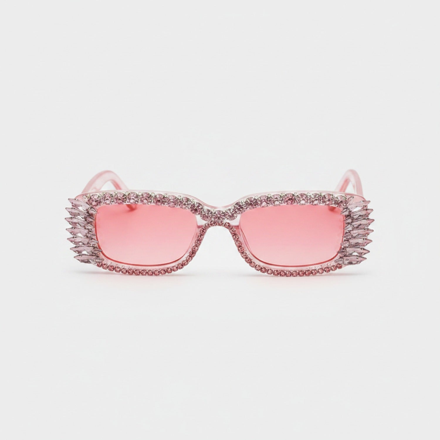 Pink Rhinestone Winged Oval Sunglasses