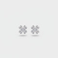 Silver Flower Cubic Zirconia Stud Earrings