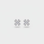 Silver Flower Cubic Zirconia Stud Earrings