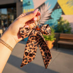 Leopard Print Acrylic Keyring With Bow Charm