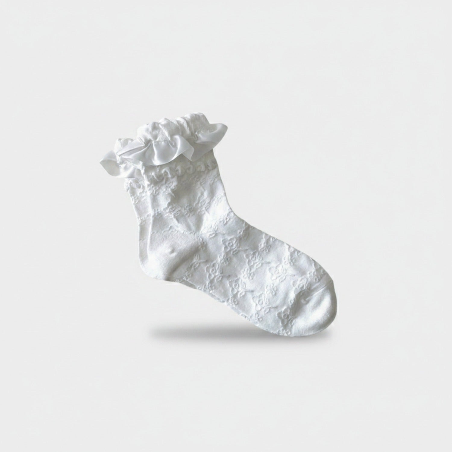 White Lace Ruffle Crew Socks