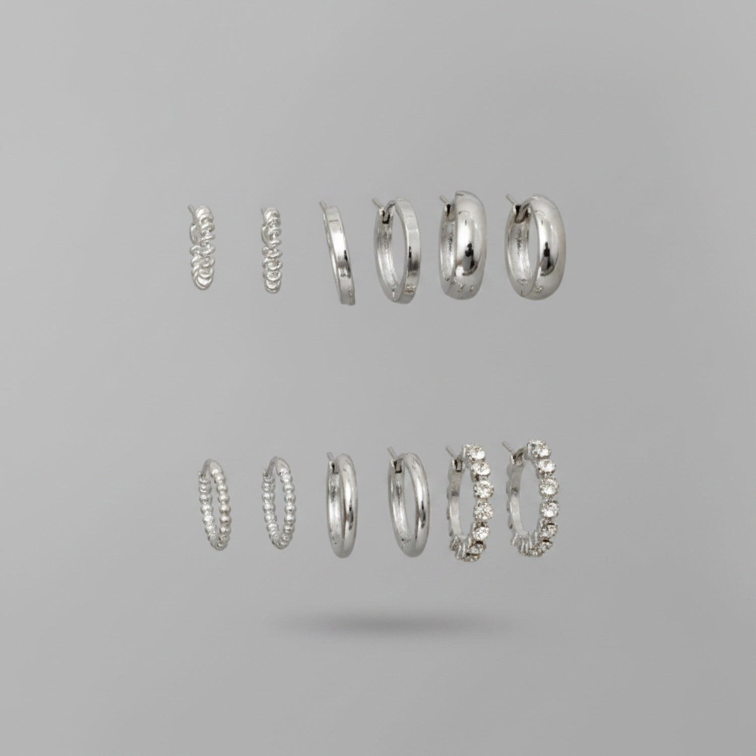 Silver Pearl and Crystal Hoop Earring Set