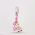 Pink Beaded Duck Charm Acrylic Keyring Heart