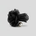 Black Mesh Flower Hair Claw Pearl Charm