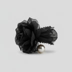 Black Mesh Flower Hair Claw Pearl Charm