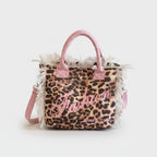Leopard Print Tote Bag With Fringe Trim