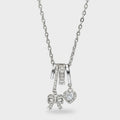 Silver Heart Charm Bow Pendant Necklace