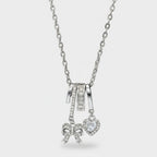 Silver Heart Charm Bow Pendant Necklace