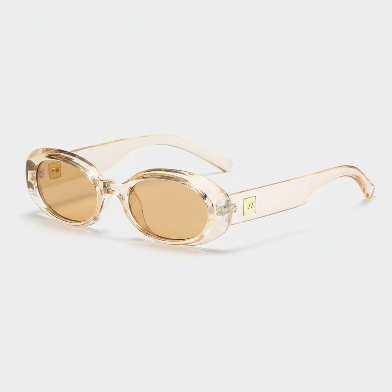 Oval Champagne Tinted Sunglasses With Side Shield