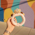 Teddy Bear Plush Hair Ring With Charm Details
