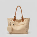 Cream Canvas Tote Bag With Circular Charm