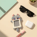 Cute Cat Plush Phone Charm With Ears - Gray Cat Card Holder – tech (view 4)