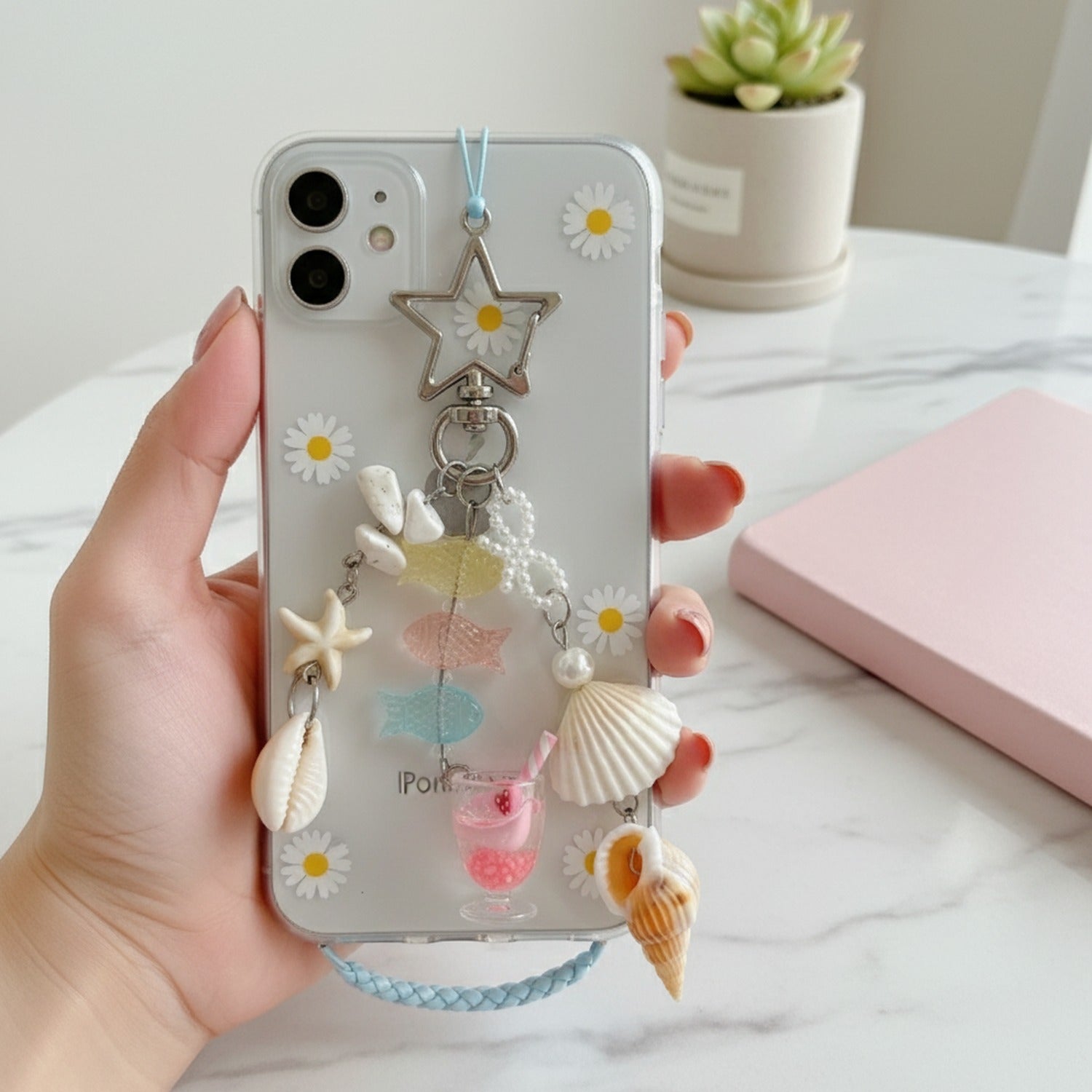 Ocean Vibes Star Charm Keyring With Shells