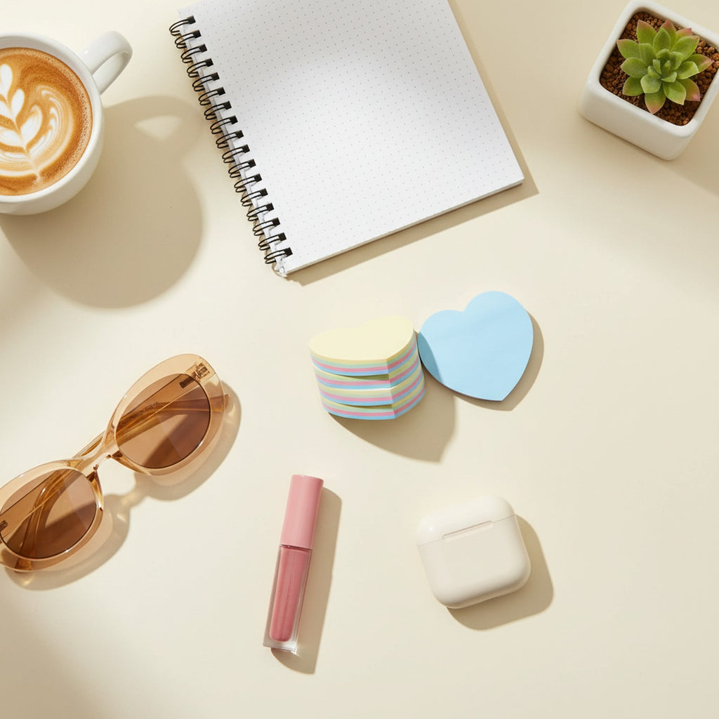 Heart-Shaped Sticky Notes Pad Multicolor