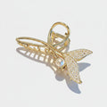 Gold Pearl Butterfly Rhinestone Hair Claw