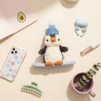 Penguin Plush Toy With Blue Pom Pom Beanie