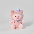 Pink Plush Pig Plushie With Blue Hat And Stars
