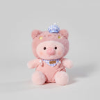 Pink Plush Pig Plushie With Blue Hat And Stars