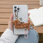Fluffy Brown Dachshund Keychain With Bow Charms