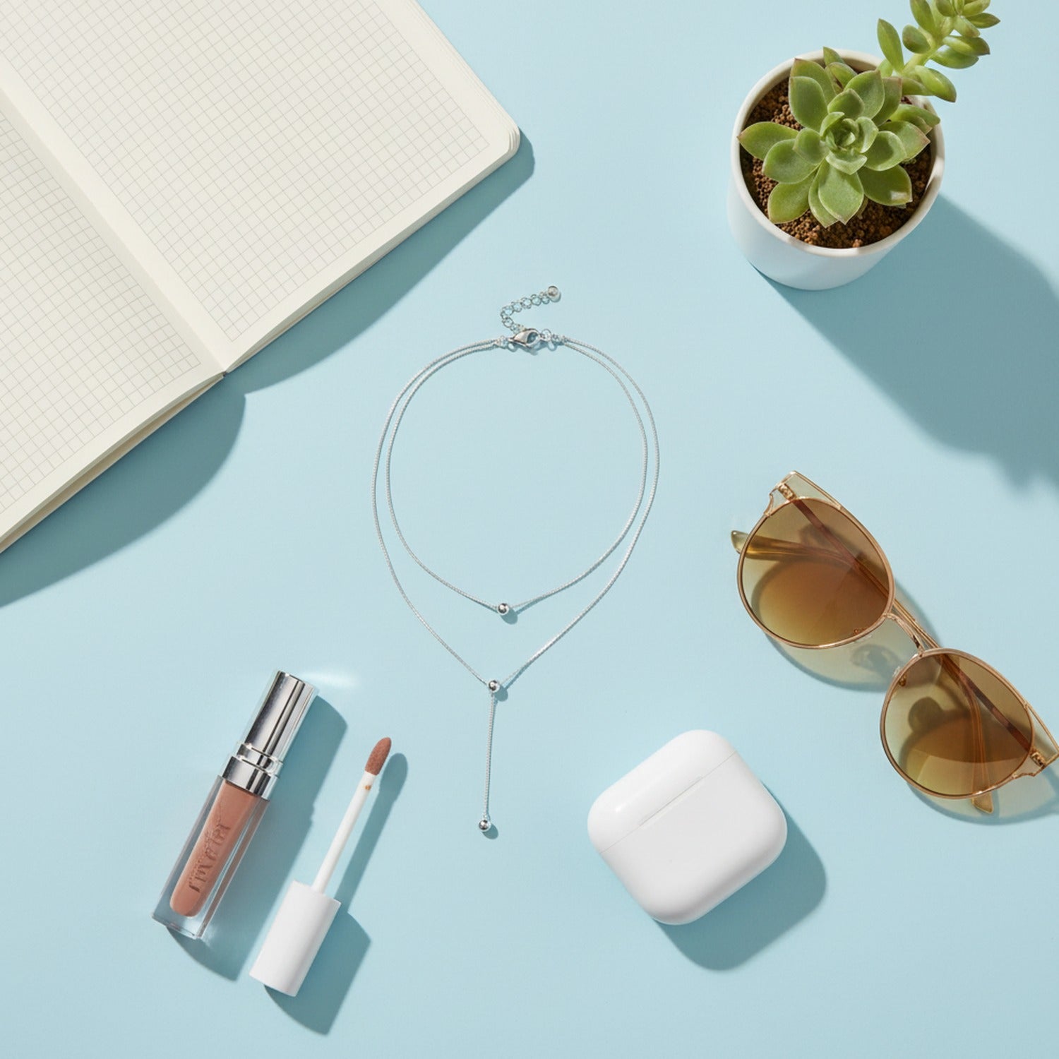 Layered Silver Ball Chain Necklace