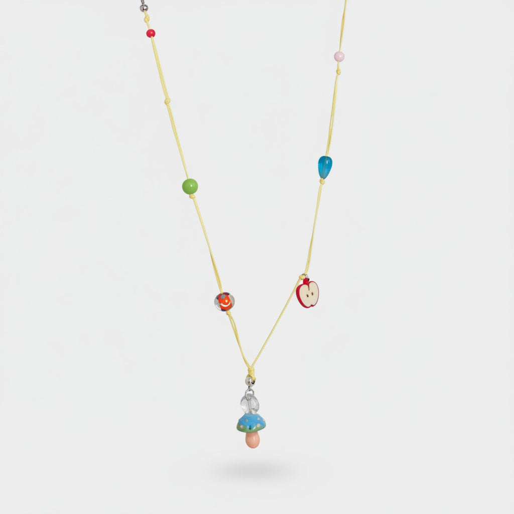 Beaded Charm Necklace With Colorful Fruit Pendants