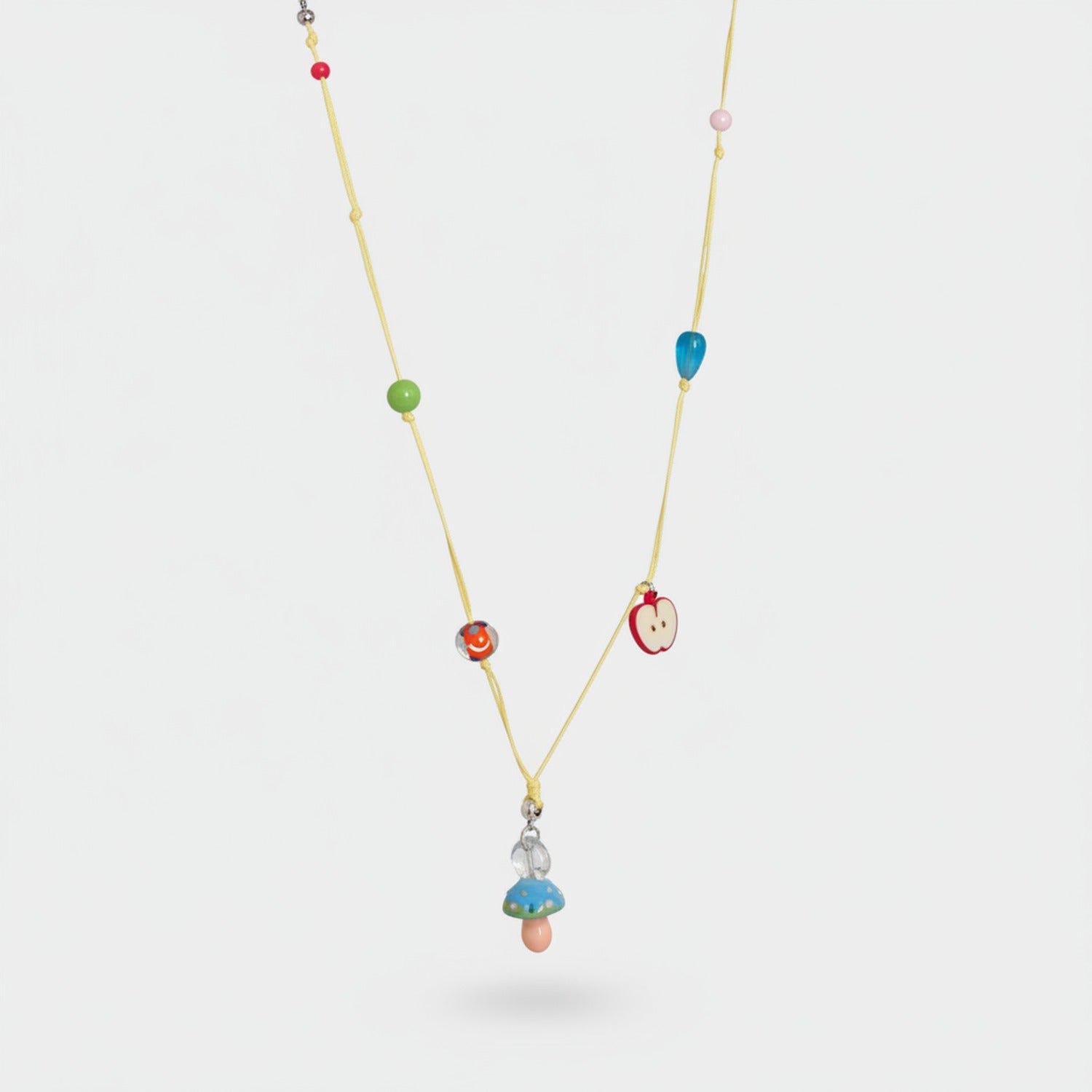 Beaded Charm Necklace With Colorful Fruit Pendants