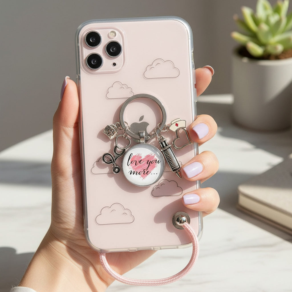 Medical Charm Heart Acrylic Keyring
