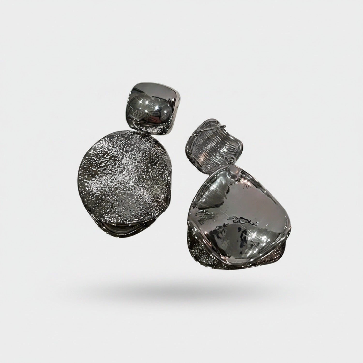 Silver Chunky Textured Ball Drop Earrings