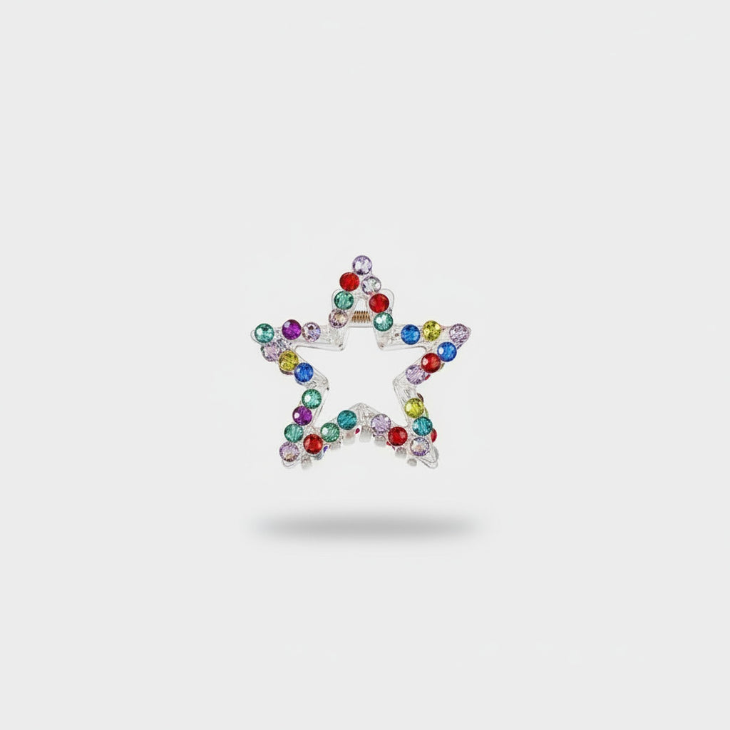 Rainbow Rhinestone Star Hair Claw Clip
