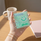 Mint Green Glitter Spiral Notebook Smile