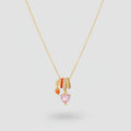 Gold Heart Charm Necklace with Rhinestones