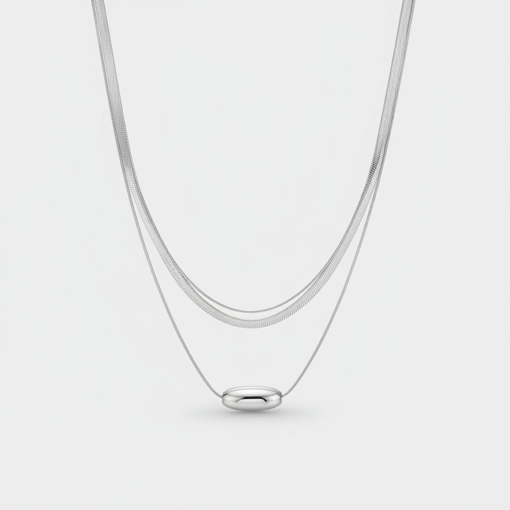 Silver Layered Snake Chain Necklace