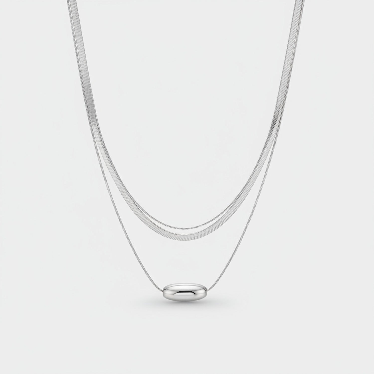 Silver Layered Snake Chain Necklace