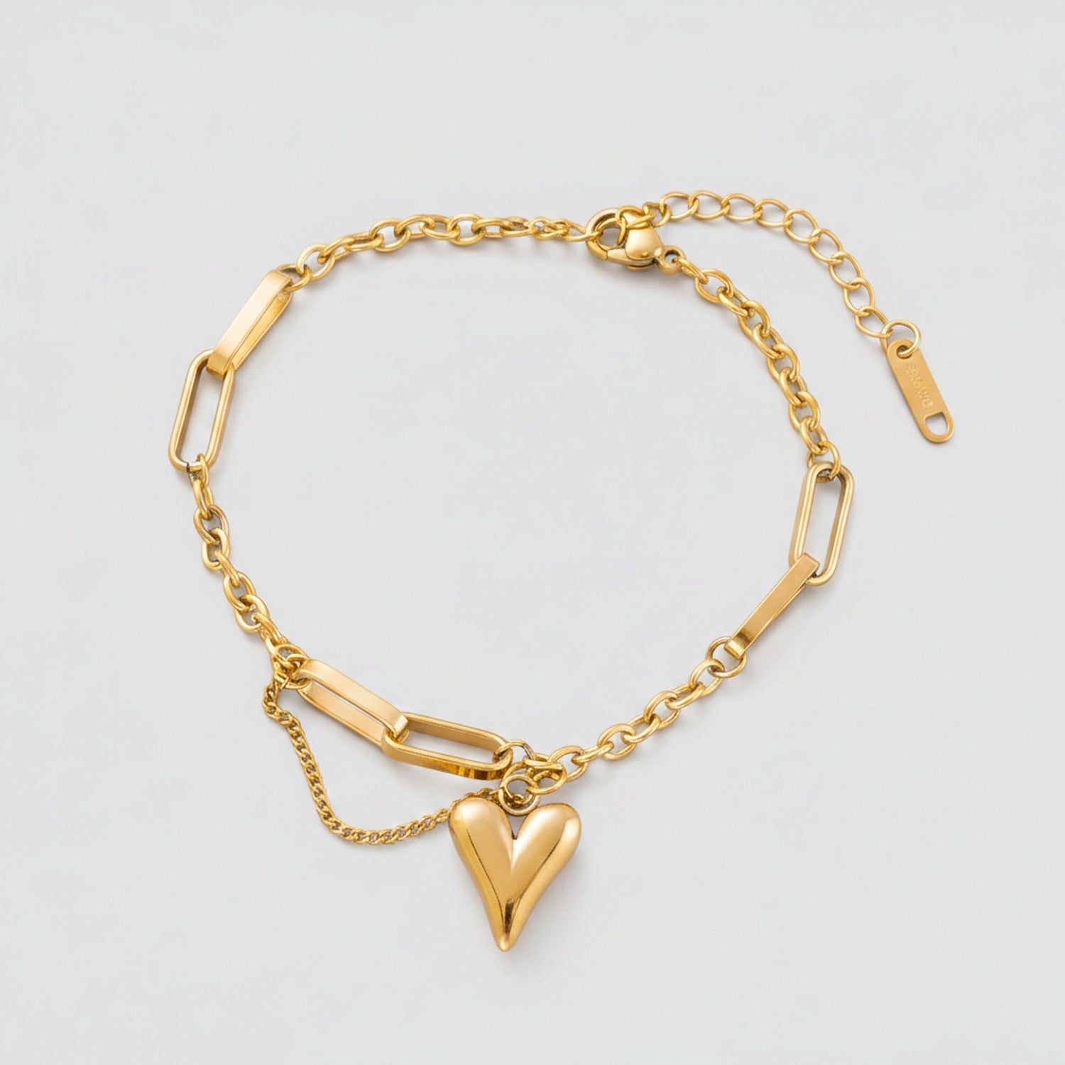 Gold Chain Bracelet With Heart Charm