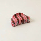 Pink Striped Metal Claw Hair Clip