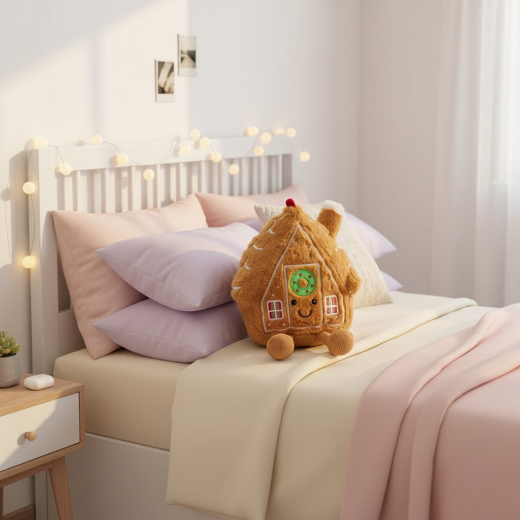 Gingerbread House Plush Toy with Wreath Detail
