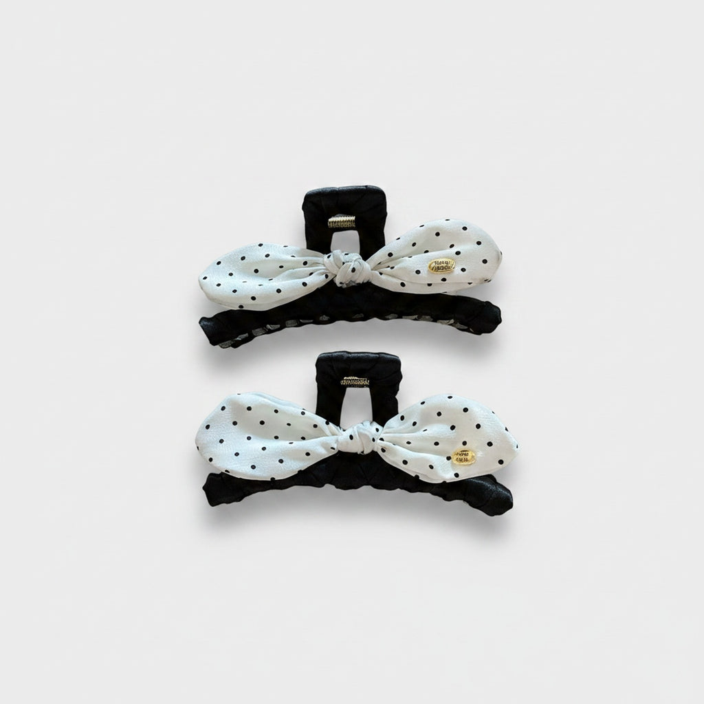 Polka Dot Bow Hair Claw Clip Set