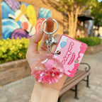Pink Glitter Shell Acrylic Keyring with Pearl Charm