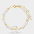 Pearl Beaded Gold Bracelet With Shell Charm