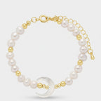 Pearl Beaded Gold Bracelet With Shell Charm