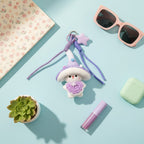 Pink Mushroom Plush Phone Charm With Ribbon Strap