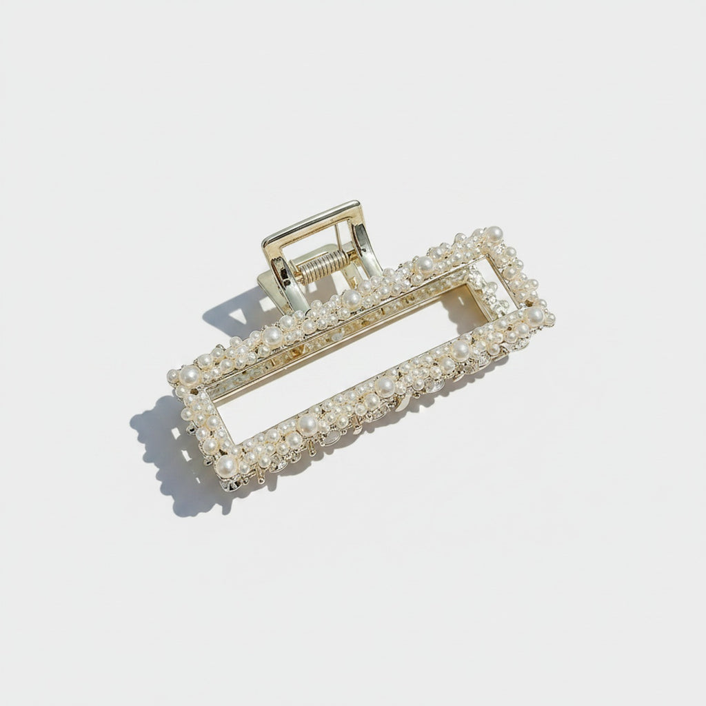 Pearl Beaded Gold Hair Claw Clip