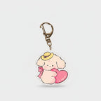 Cute Puppy Heart Acrylic Keychain With Hat