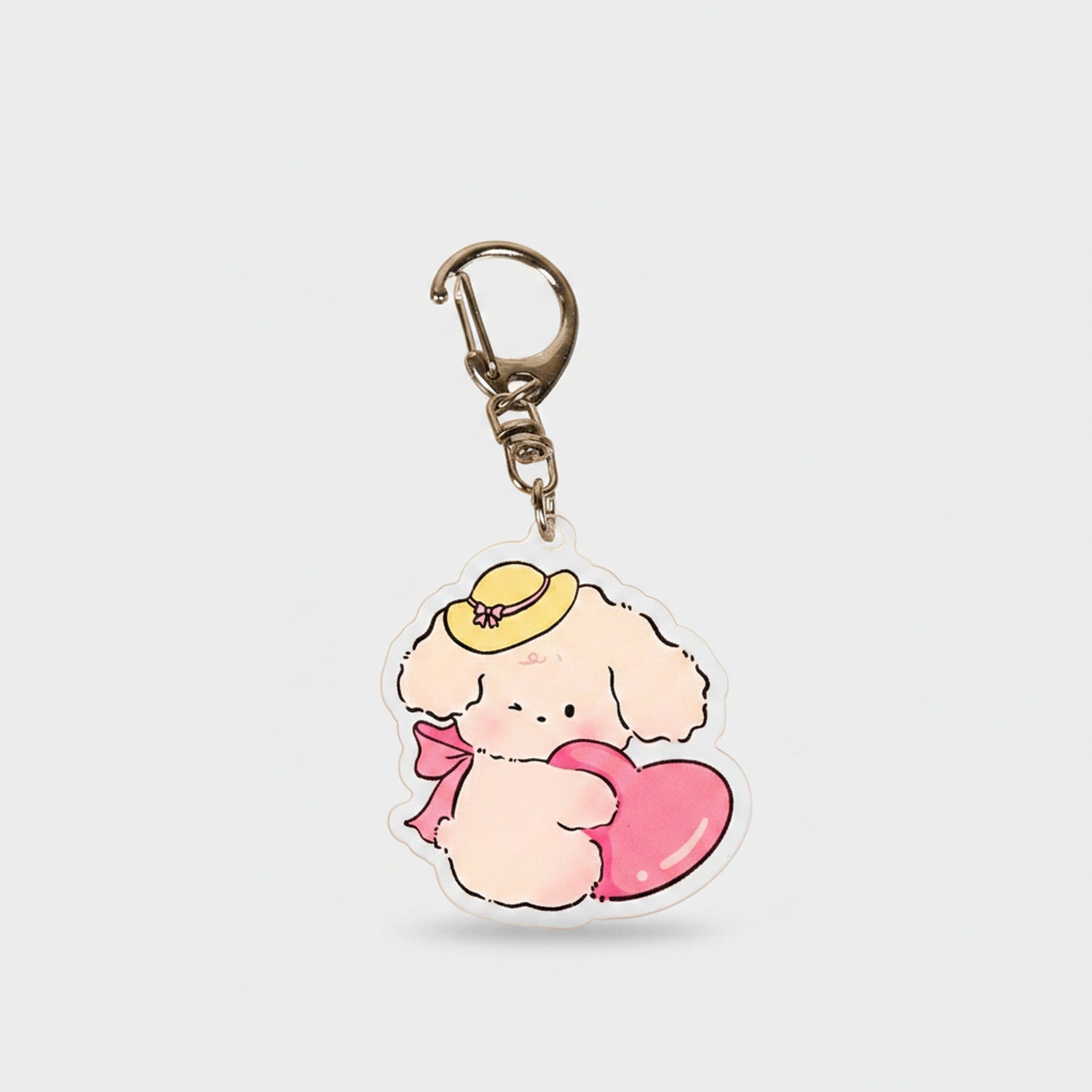 Cute Puppy Heart Acrylic Keychain With Hat