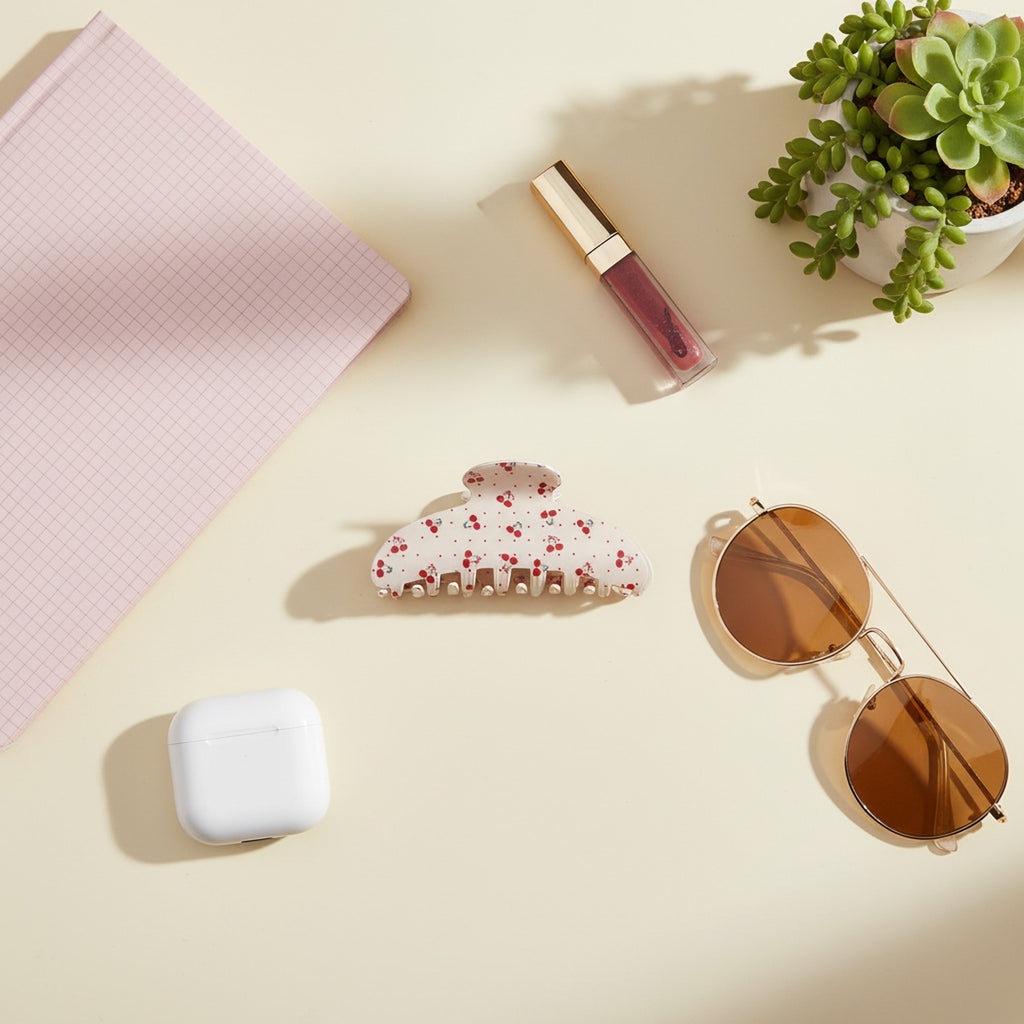 Cherry Print Acetate Hair Claw Clip