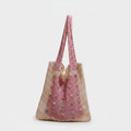 Beaded Colorful Crochet Tote Bag Pink