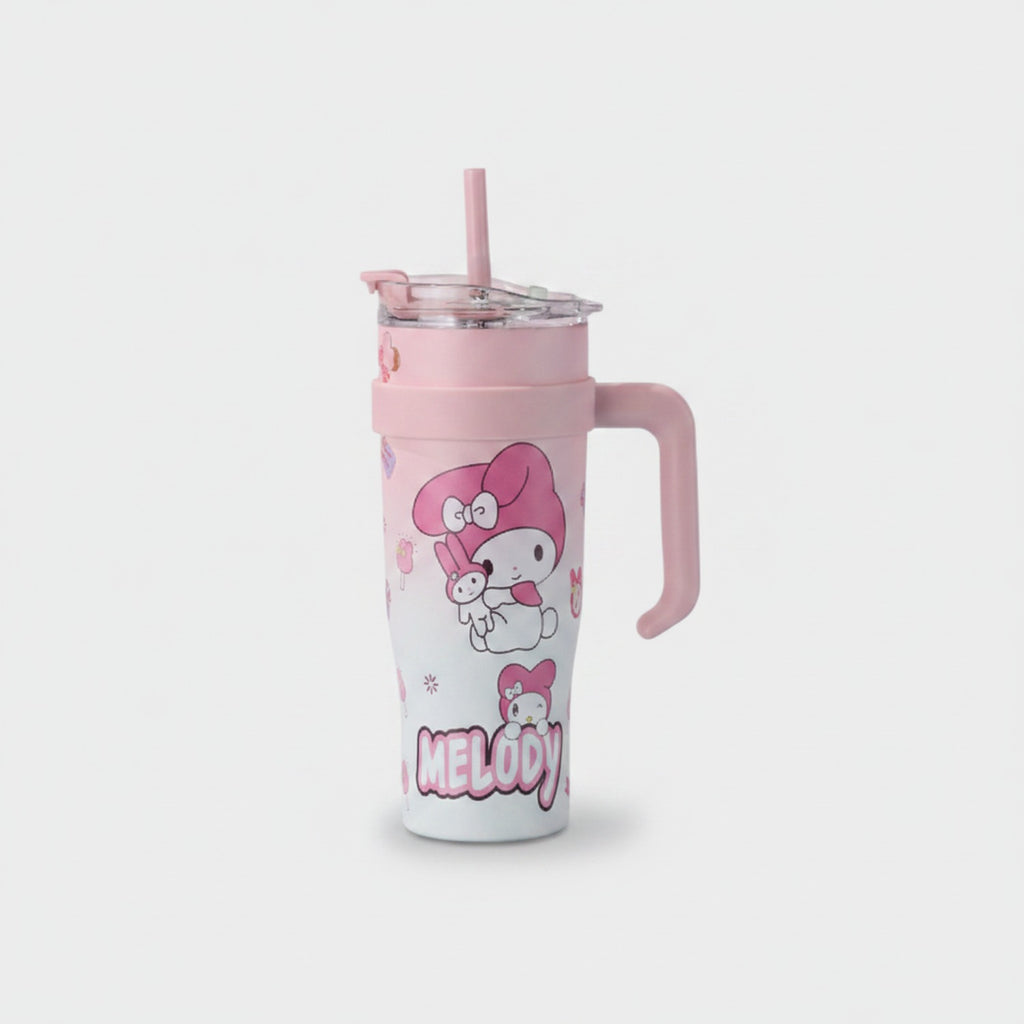 Pink Melody Cartoon Character Tumbler With Handle