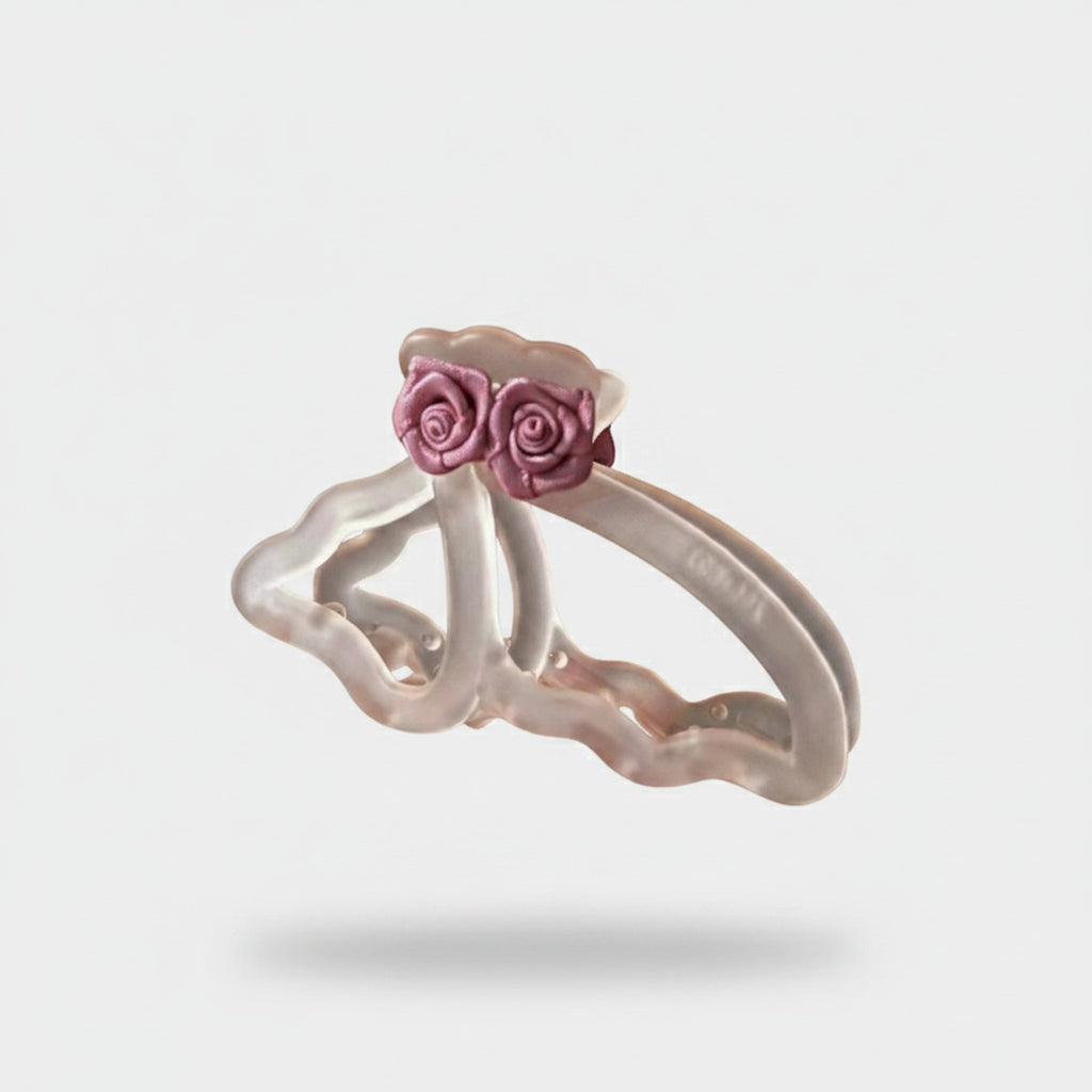 Rose Flower Hair Claw Clip Pink