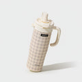 Cream Checkered Tumbler With Whipped Cream Top