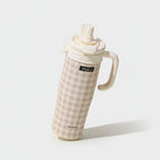 Cream Checkered Tumbler With Whipped Cream Top